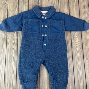 Levi's 12m Blue Denim & Fleece Romper Jumpsuit